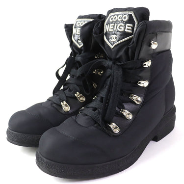 CHANEL short boots G34082 Main: Nylon Part: Leather black COCONEIGE COCONEIGE Women 35.5 Used Authentic